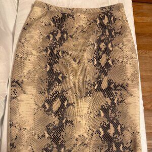 The Limited Skirt Size 8 Snake Animal Print Cream Tan Brown Lined Pencil
